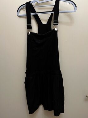 Black Short Overalls Romper